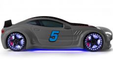 Дитяче ліжко машина Star Premium Mersedes GT Gray 160х80 см з підсвічуванням, музикою, шкіряний салон, пультом